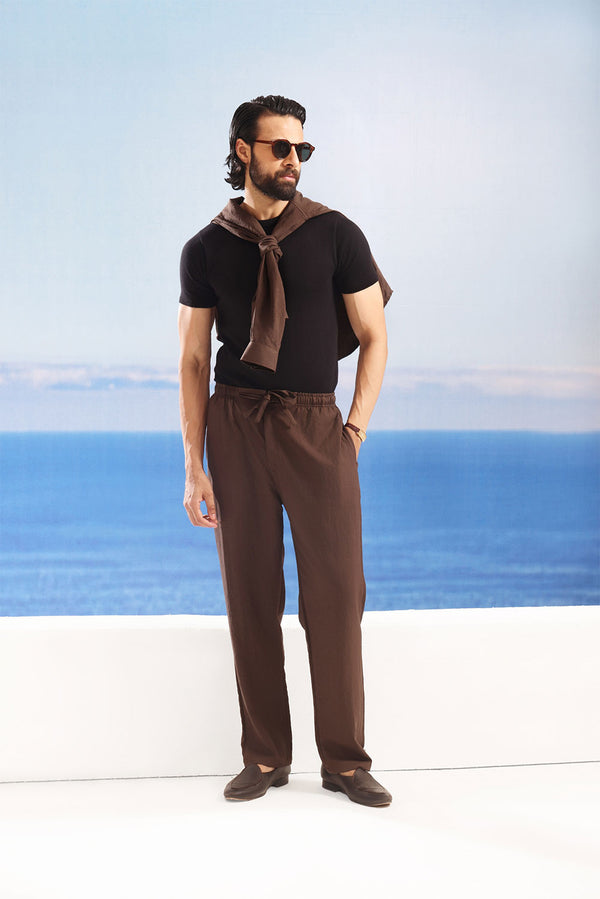 Premium Viscose Linen Brown Trousers