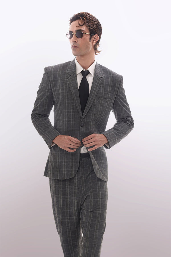 Grey Prince of Wales Check Suit Premium Trousers