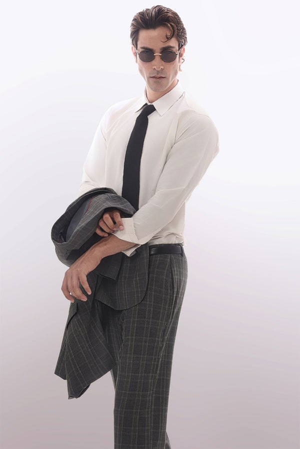 Grey Prince of Wales Check Suit Premium Trousers