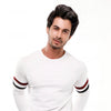 White Contrast Full Sleeve Stripe T-Shirt