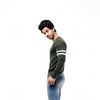 Green Contrast Full Sleeve Stripe T-Shirt