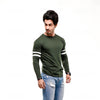 Green Contrast Full Sleeve Stripe T-Shirt