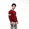 Maroon Contrast Full Sleeve Stripe T-Shirt