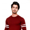 Maroon Contrast Full Sleeve Stripe T-Shirt