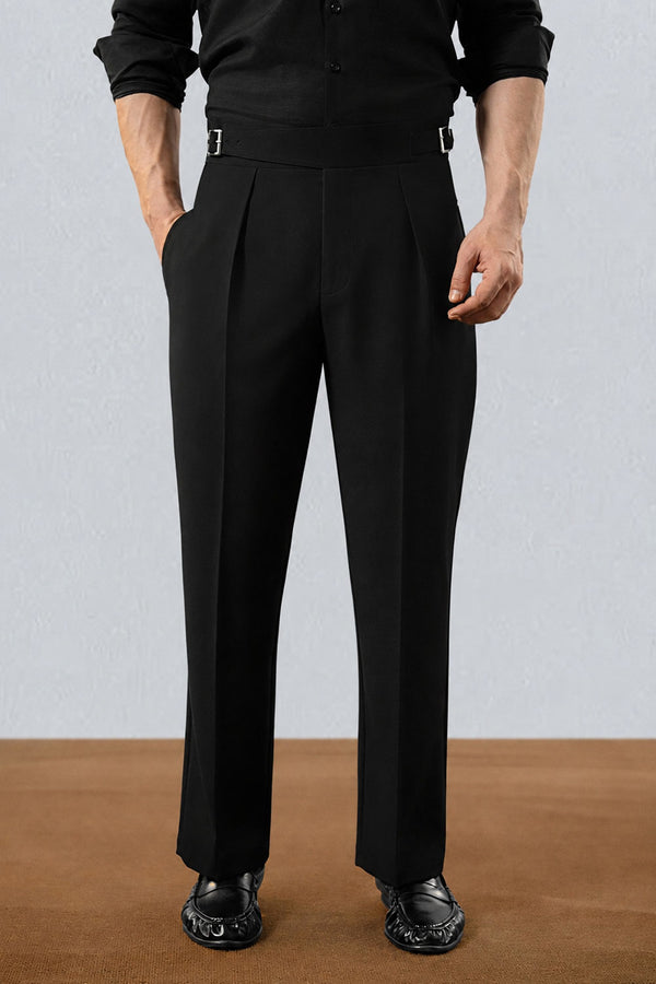 Premium Black Double Buckle Gurkha Trousers