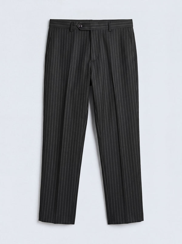 Black Hand Tailored Premium Pinstripe Trousers