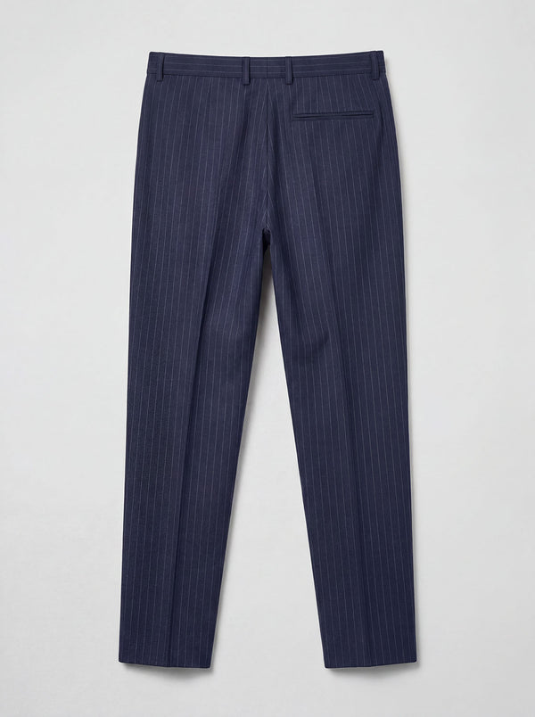 Navy Hand Tailored Premium Pinstripe Trousers
