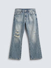 Blue Ripped Flare Fit Jeans