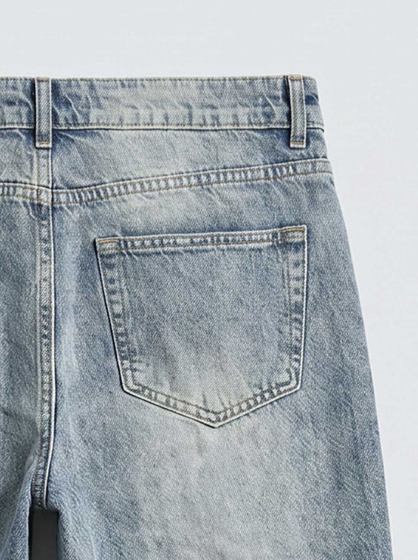 Blue Ripped Flare Fit Jeans