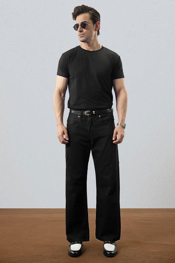 Black Relaxed Bootcut Jeans