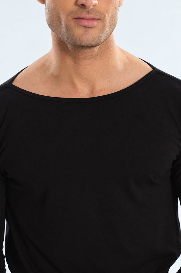 Black Full Sleeves Boat Neck