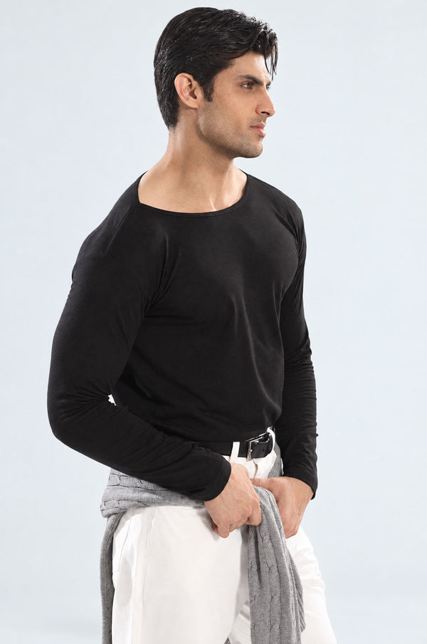 Black Full Sleeves Boat Neck