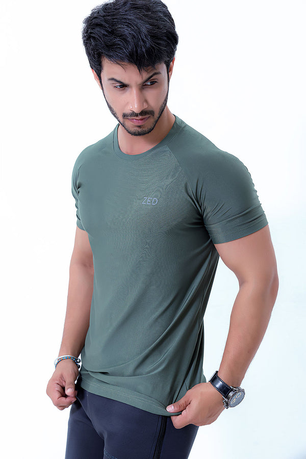 Olive Dry-Fitt Poly Tee