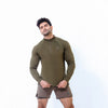 Green Muscle Fit Long Sleeve Running T-shirt With 1/4 Zip