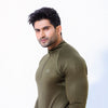 Green Muscle Fit Long Sleeve Running T-shirt With 1/4 Zip