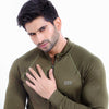 Green Muscle Fit Long Sleeve Running T-shirt With 1/4 Zip