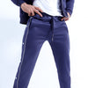 Blue Side Tape Popper Tricot Joggers