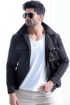 Black Double Pocket Polyamide Jacket