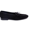 Super Low Black Bow Tie Suede Loafer
