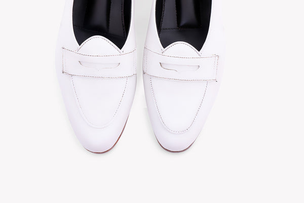 Super Low Top White Penny Loafer