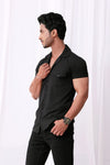 Black Cuban Double Pocket Jersey Shirt