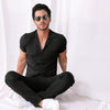 Black Cuban Double Pocket Jersey Shirt
