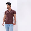 Wine Cuban Double Pocket Jersey Shirt