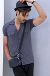 Charcoal Cuban Double Pocket Jersey Shirt