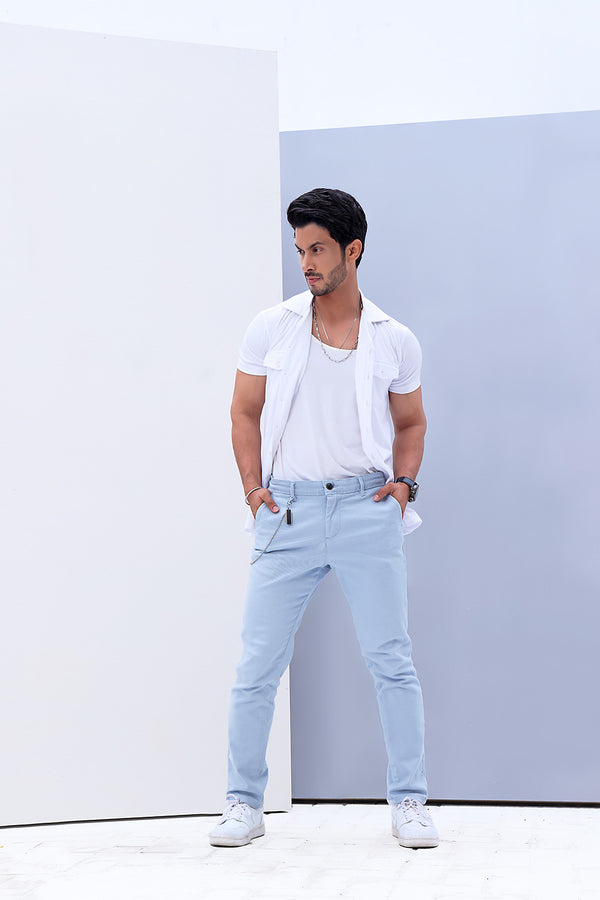 White Cuban Double Pocket Jersey Shirt