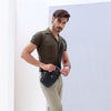 Khaki Green Cuban Double Pocket Jersey Shirt