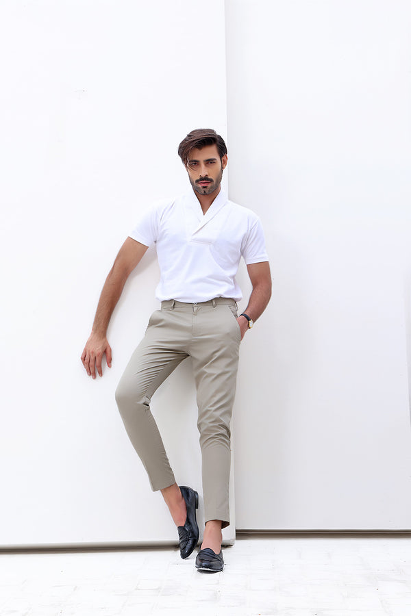 White Shawl Pull Over Polo