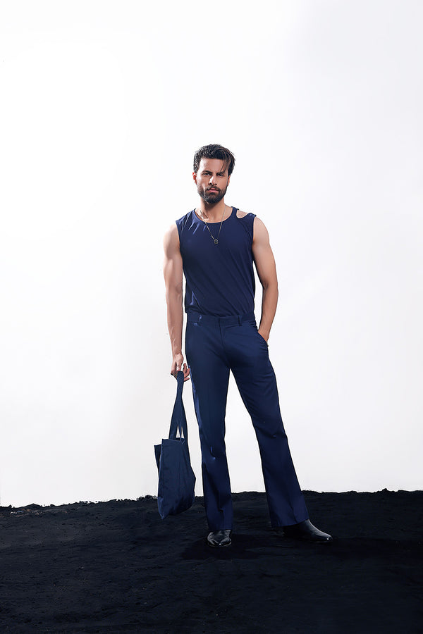 Navy Blue Asymmetric Tank Top