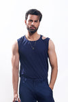 Navy Blue Asymmetric Tank Top