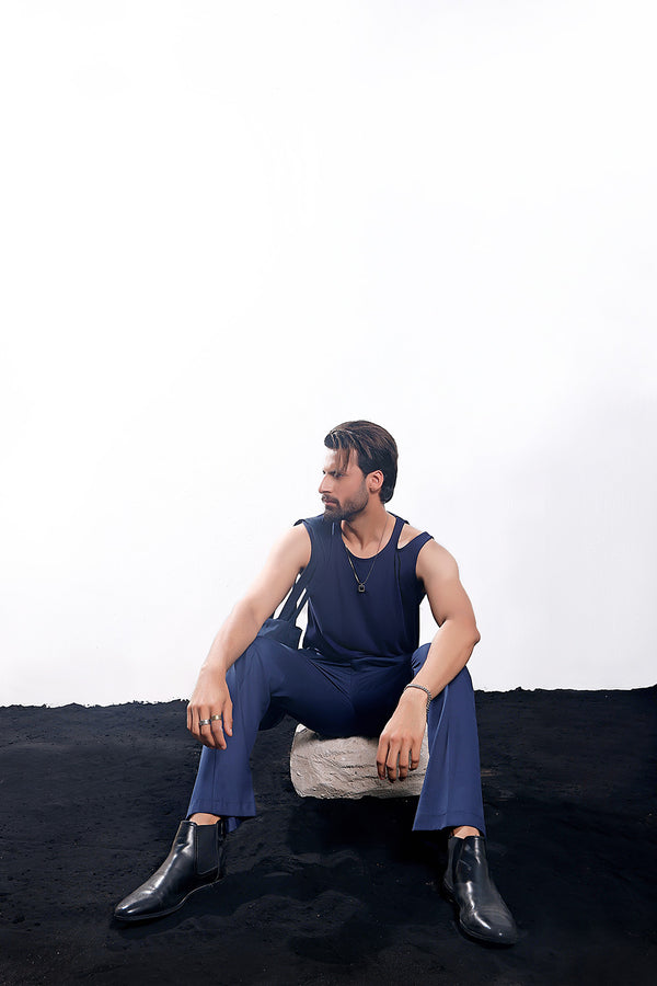 Navy Blue Asymmetric Tank Top
