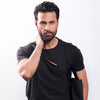 Black Asymmetric Zip Crew Neck