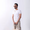 White Asymmetric Zip Crew Neck