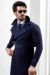 Navy Blue Twill Trench Coat