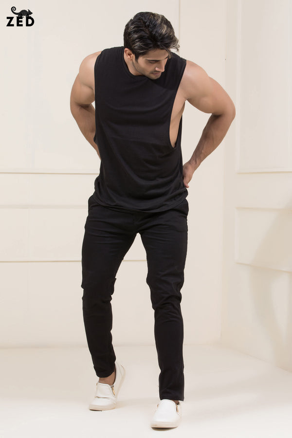 Black Deep Dropped Armhole