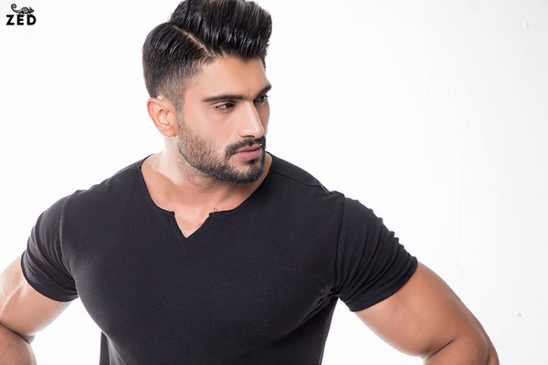 Black Notch Neck With Lycra