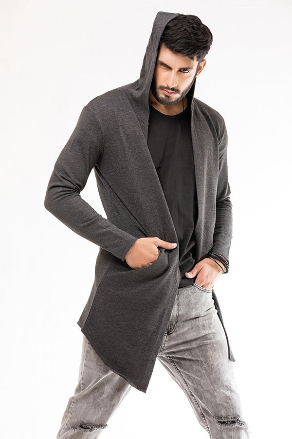 Charcoal Long Line Hoodie