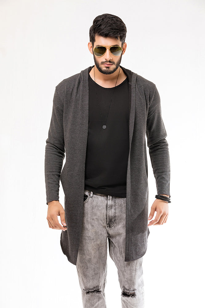 Charcoal Long Line Hoodie