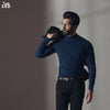 Navy Blue Full Sleeves Mock Neck