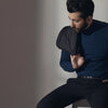 Navy Blue Full Sleeves Mock Neck