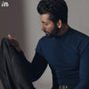 Navy Blue Full Sleeves Mock Neck