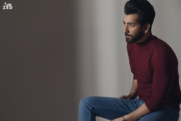 Maroon Full Sleeves Mock Neck