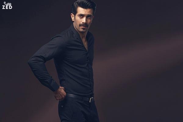 Black Shawl Collar Shirt