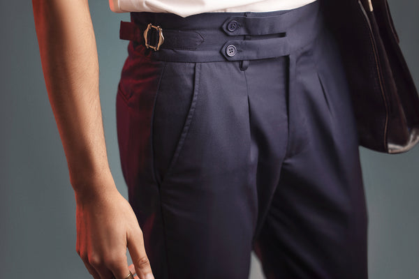 Navy Blue Split Two Buttoned Gurkha Trousers