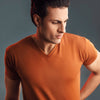 Tan Half Sleeve V Neck