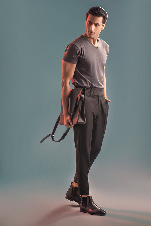 Black Two Buttoned Gurkha Trousers