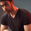 Black Half Sleeve V Neck